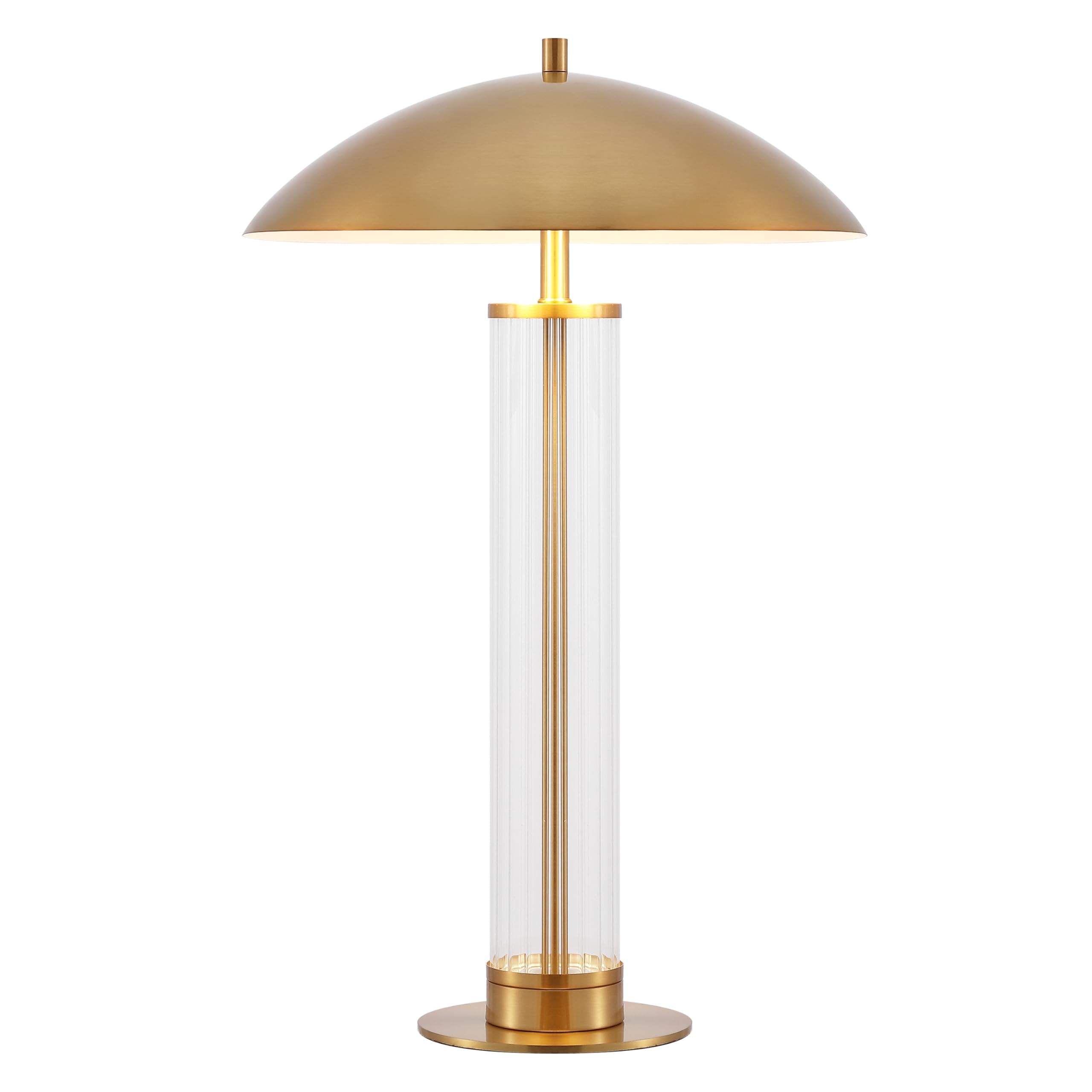 SAFAVIEH Lighting Collection Tylar Brass Metal Glass 24 Inch Table Lamp with Dome Shade and Bulb Included Modern