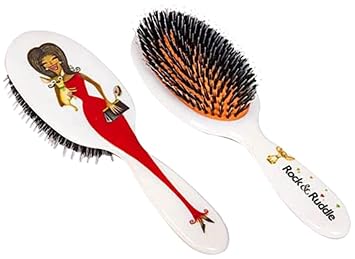 Rock & Ruddle Natural Mixed Boar Bristle Hair Brush for Women and Kids Large 21 cm - Perfect for Wet or Dry Hair, Detangling Smoothing Blowdrying - Designed & Made in UK - Miss Rosanna Design