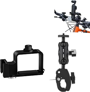 Super Camera Clamp Mount Double Ball Head Adapter Monitor 360Â° Ballhead Magic Arm for DJI Osmo Pocket 3 Bike Bicycle Motorcycle Handlebar Mount Bracket Holder 1/4