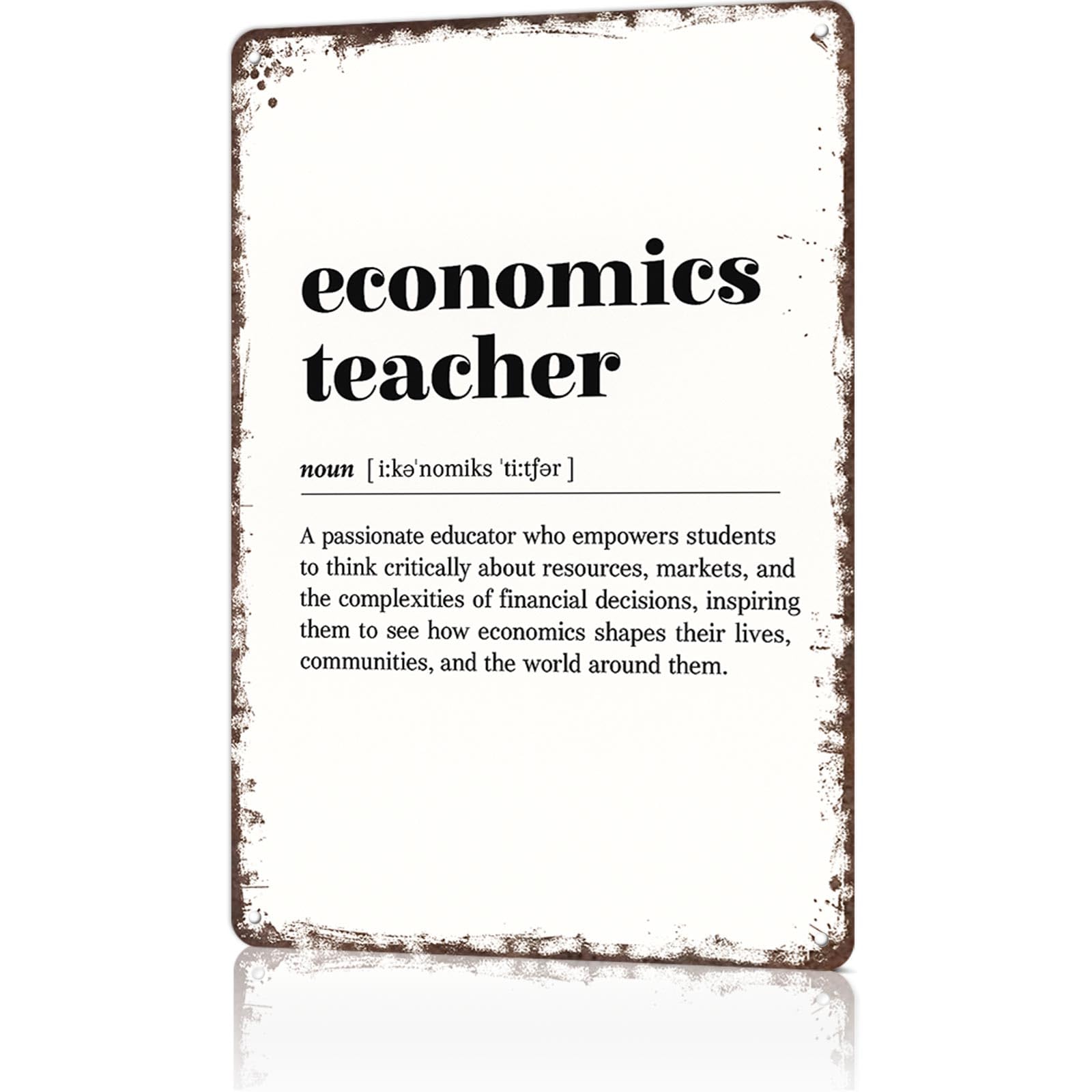 KWQDOZF Funny Metal Signs Poster 8x12inch Economics Teacher Aluminum Sign Wall Art For Home Room Bedroom Office Decor