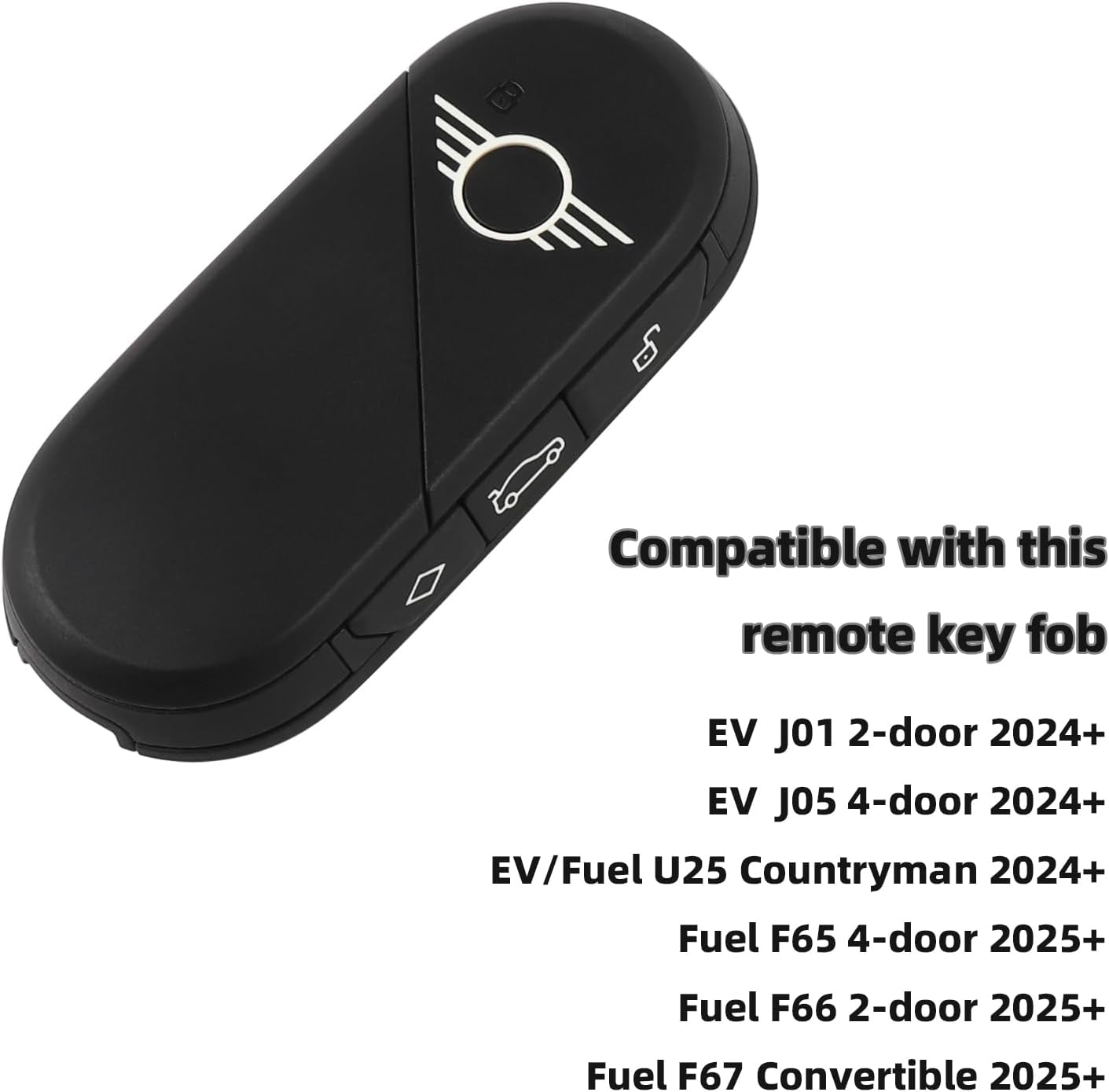 Car TPU Key Fob Cover Shell Bag Keychain Key Case for Mini Cooper J01 J05 U25 F65 F66 F67 2024 2025-up (Black, +Red Retro Car Keychain)