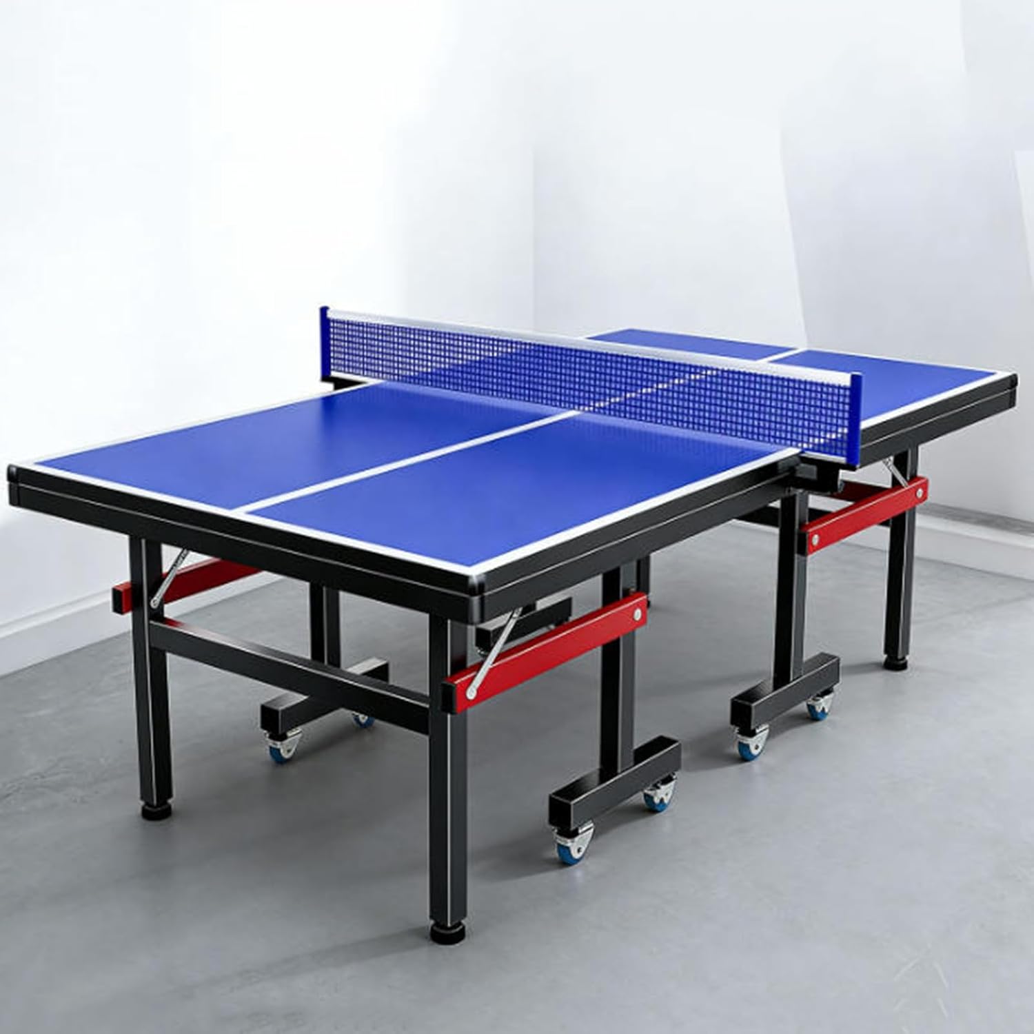 Professional Table Tennis Table, Foldable Ping Pong Table with Net, All Weather Indoor Outdoor for Clubs and Schools
