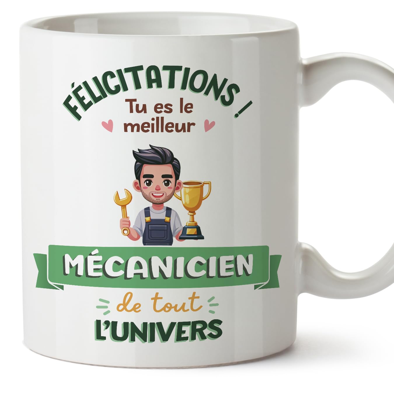 MUGFFINS Mechanic Man Mug - in French - Meilleur Univers Trophée - Funny Gift for Colleagues - Ceramic 11oz Mug — image 1