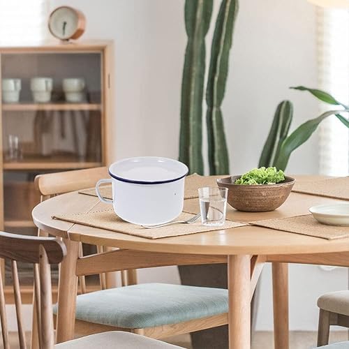 Miniatura 8 de Hemoton Kitchen Supplies - Recipientes de alimentos, 2 tazones de sopa esmaltados con tapa y asa, taza grande para cereal Ramen de 60 onzas1.8 L,