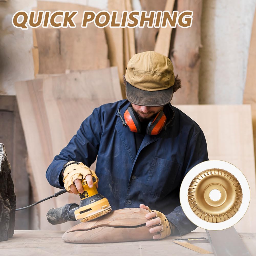 4 Piezas Disco Radial Madera Amoladora Muela Abrasiva, 100mm Disco Desbaste Madera Abrasivo con 5 Fresas Giratorias, DiáMetro Interior 22,2 mm para Smerigliatrice Angolare Tallar y Desbaste