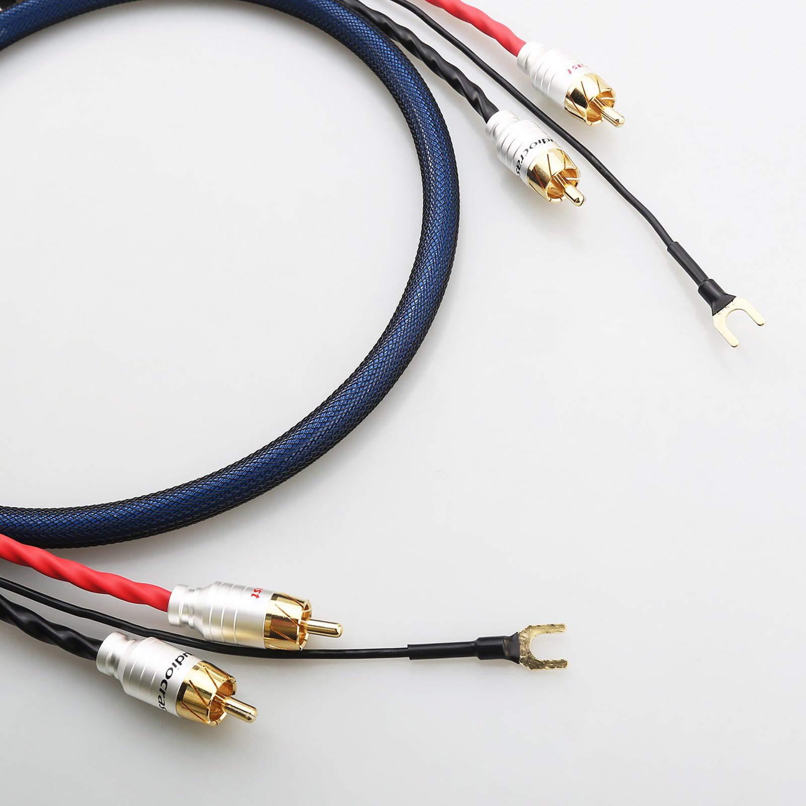 Giradischi 2RCA cavo con schermatura rivestita in argento migliora i bassi e alti chiari Cavo di registrazione Premium
