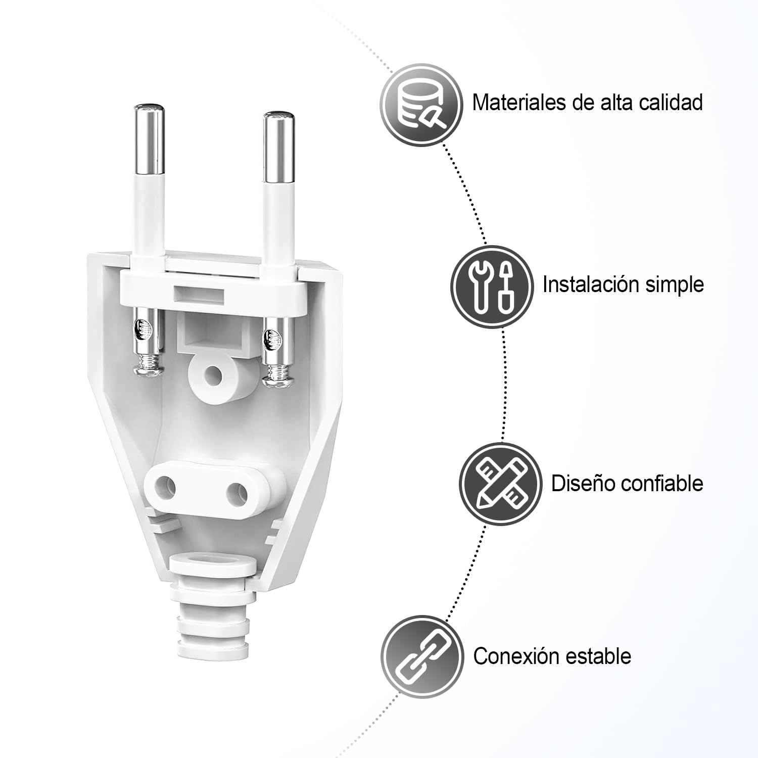 2 Piezas Enchufe Europeo Plano, Enchufes Euro de Alimentación 250V 2.5A, Clavija Enchufe Electricas Macho de Decoración del Hogar de Schuko Instala o Reemplaza, Blanco
