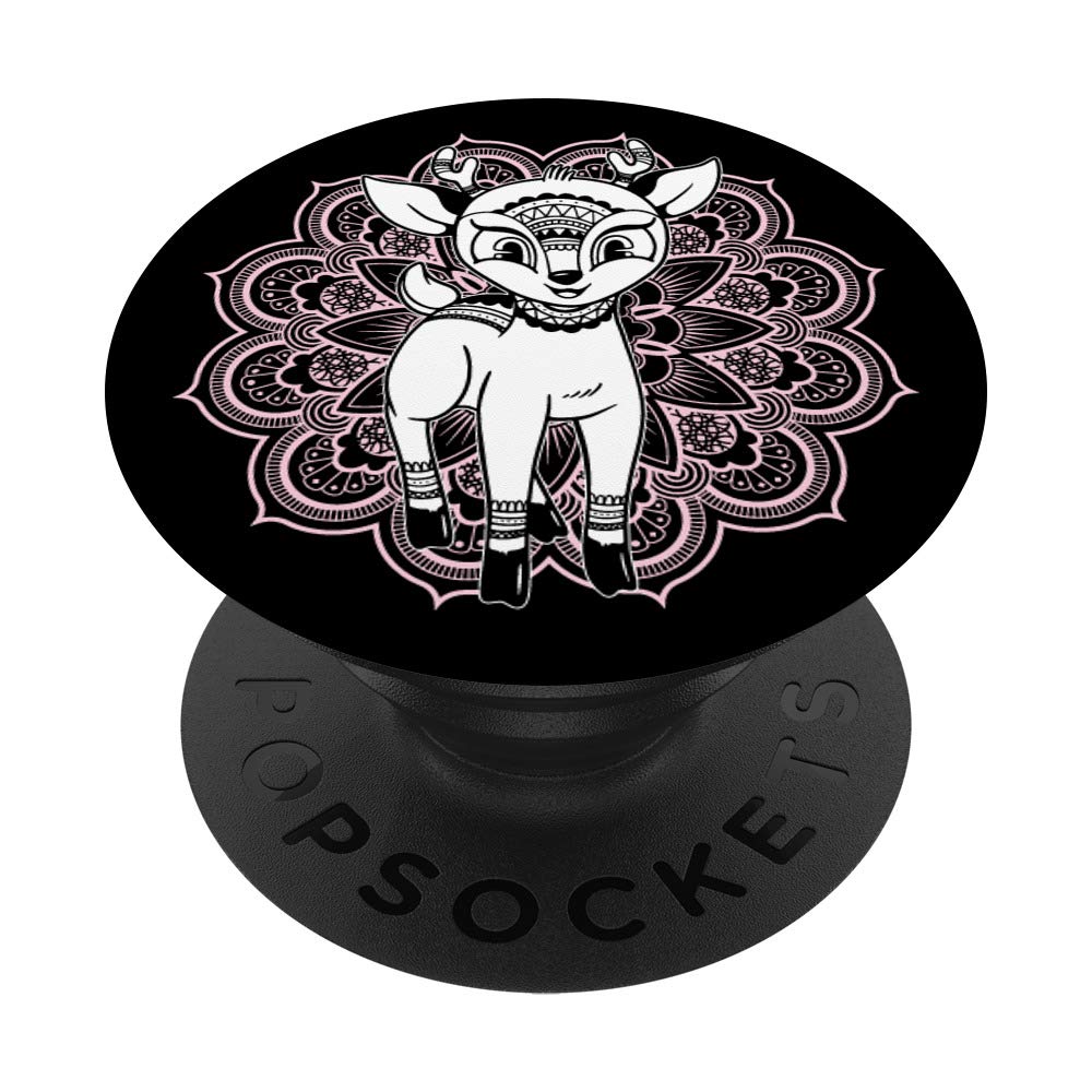 Pink Mandala Flower Pattern Baby Elk Zen Gift PopSockets Swappable PopGrip