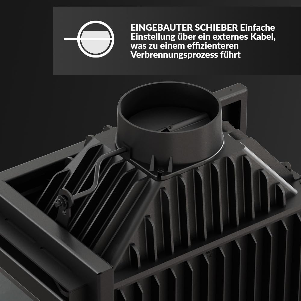KRATKI Kamineinsatz Simple – 8 kW Holzofen-Einsatz mit seitlicher Verglasung – Türanschlag Links oder rechts – Energieeffizienzklasse A – 70,1 x 60 x 36 cm