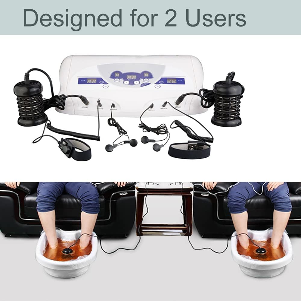 iMeshbean®Professional Dual Ionic Ion Detox Aqua Foot Bath Spa Machine Cleanse Equipment with Mp3 Music Player (with 2 Arrays+ 2 Foot Tub Basin +200 Tub Liners)