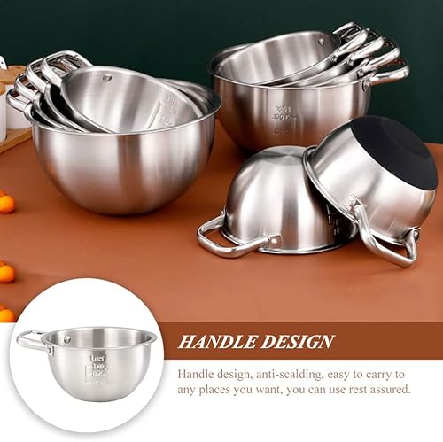 Miniatura 8 de UPKOCH Juego de tazones de acero inoxidable de 1 litro de acero inoxidable para mezclar, con escala, mango y parte inferior antideslizante para