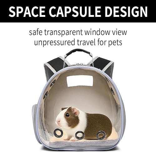 Miniatura 2 de Transportador de conejos, conejillos de indias, mochila transportadora de animales pequeños para conejos, dragón barbudo, lagarto, hámster, gatito.