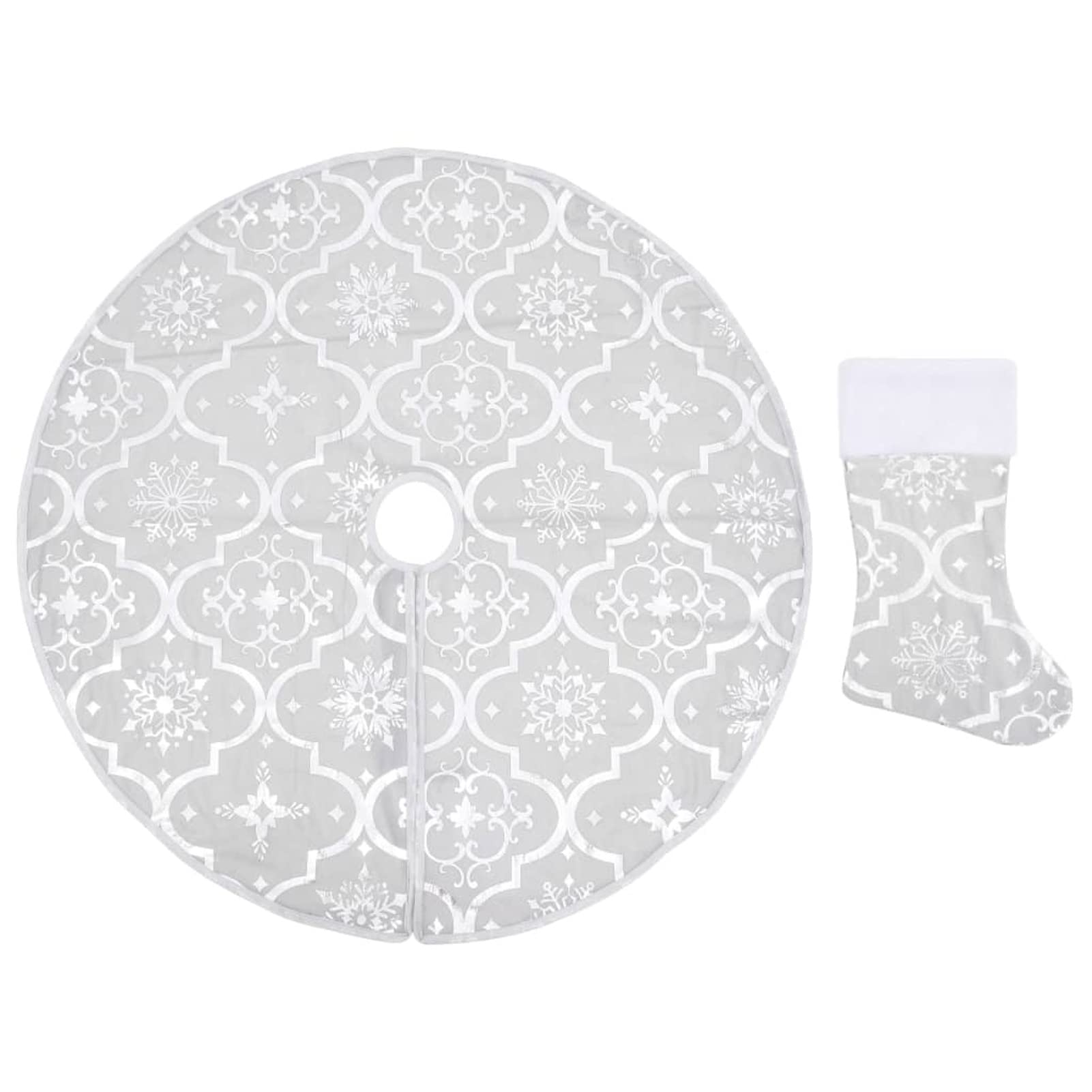 Gecheer Jupe de sapin de Noël de luxe et chaussette en tissu blanc 150 cm, couverture de sapin de Noël, jupes de décoration d'arbre de Noël ornements TY-1