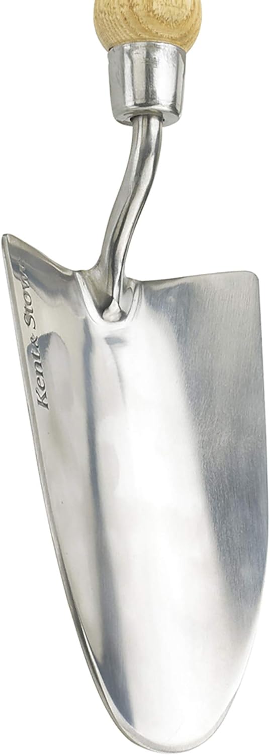 Kent & Stowe Hand Shovel - Stainless Steel Flower Trowel for Planting and Repotting Plant Scoop with Ash Handle Length 33.5cm