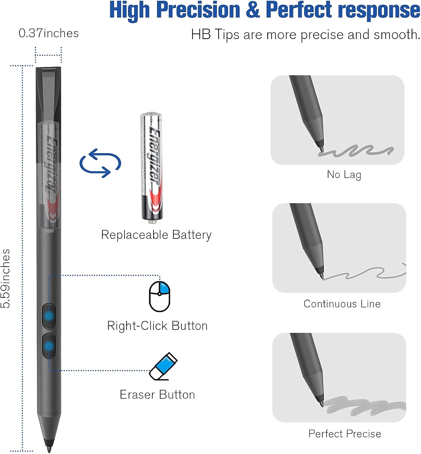 Stylus Pen for HP with 1024 Pressure Sensitivity & 2500hr Battery Life - Digital Pen for HP Omnibook/Envy x360/Spectre x360/Pavilion x360 - Windows 11/Chrome OS Palm Rejection Technology
