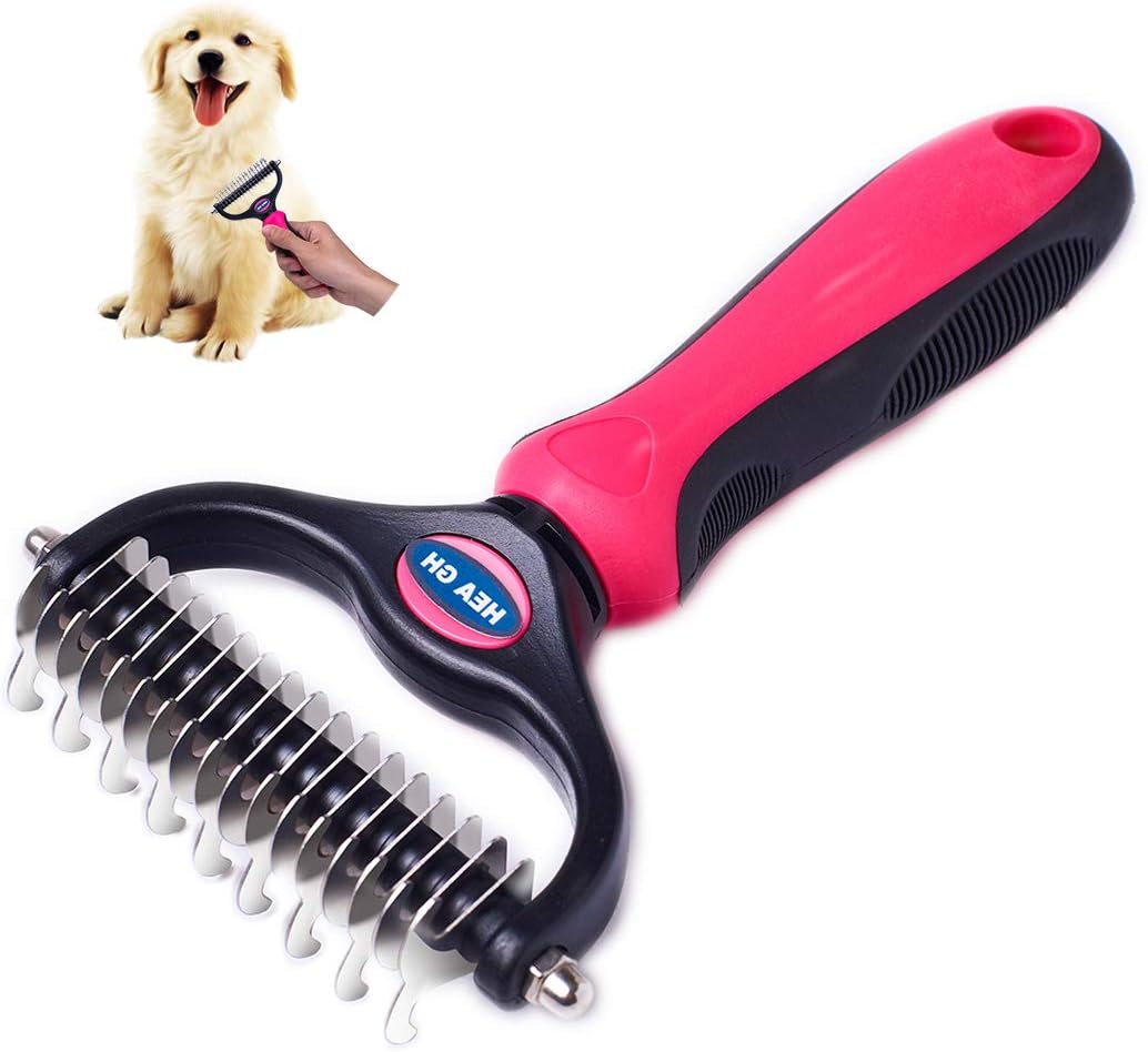 Pet Grooming Tool Pet Dematting Comb - 2 Sided Undercoat Rake for Cats & Dogs - Safe Dematting Comb for Easy Mats & Tangles Removing -…