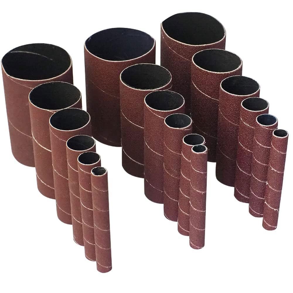 Jnchdghwa Brick Red Sanding Sleeves For Oscillating Sander- 18-Pack Spindle Sander Sleeves 80, 150, 240 Grit Sandpapers In 4-1/2" Length