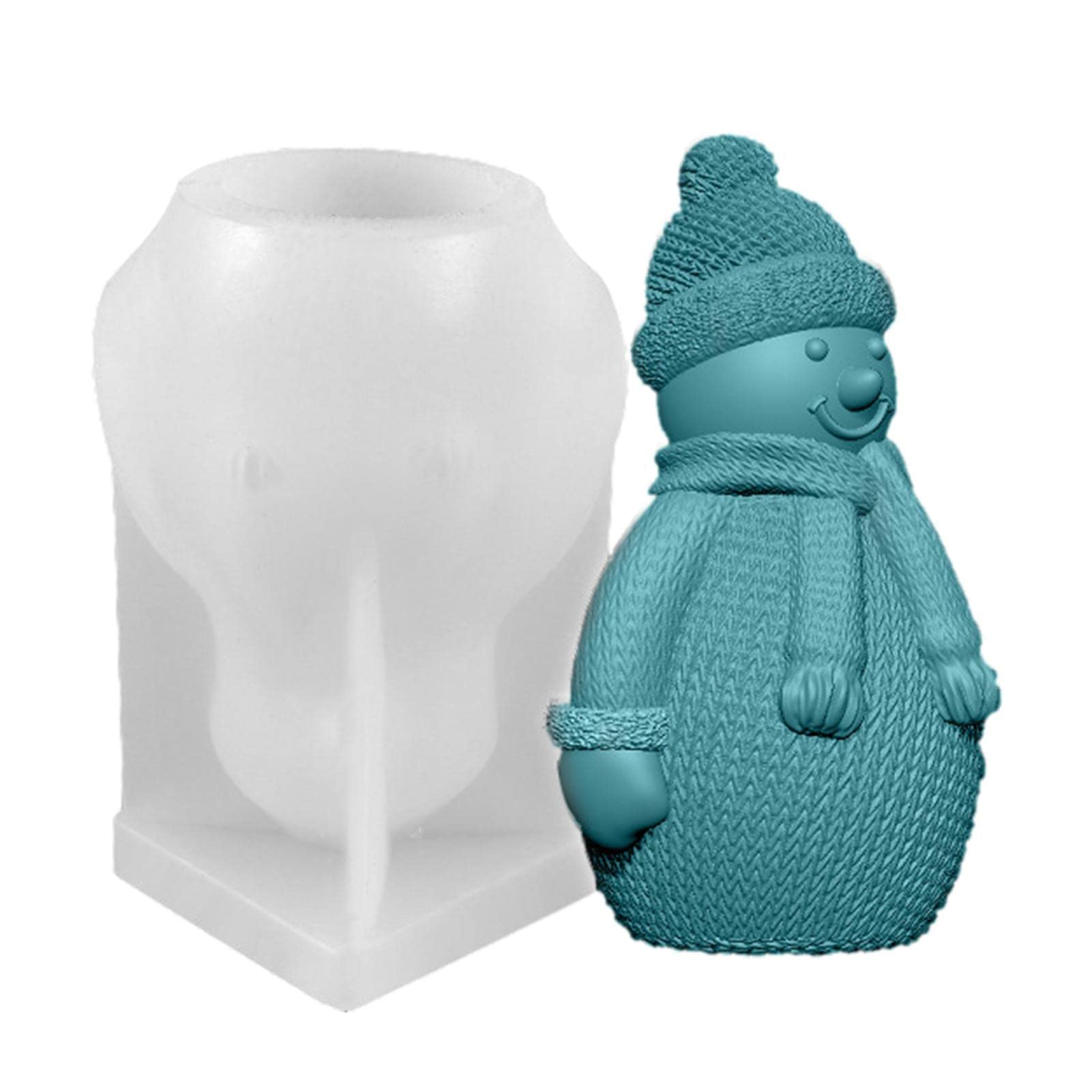 3D Christmas Candle Mold, Xmas Snowman Silicone Soap Molds for Candle Making, Aromatherapy Candle Mold, DIY Bath Bomb Chocolate Cake Decoration, Ideal DIY Moulds for Christmas Party