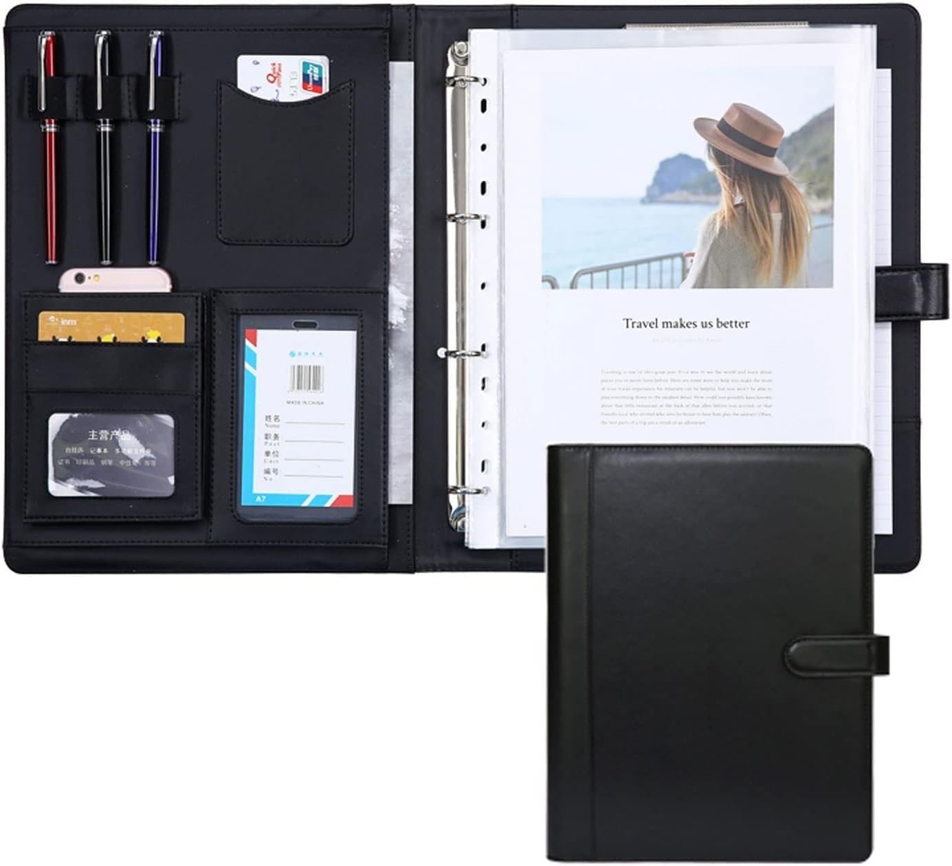 VHJdtE Folder, Executive File Legal Document Organizer with Pockets for Men Women(Svart)
