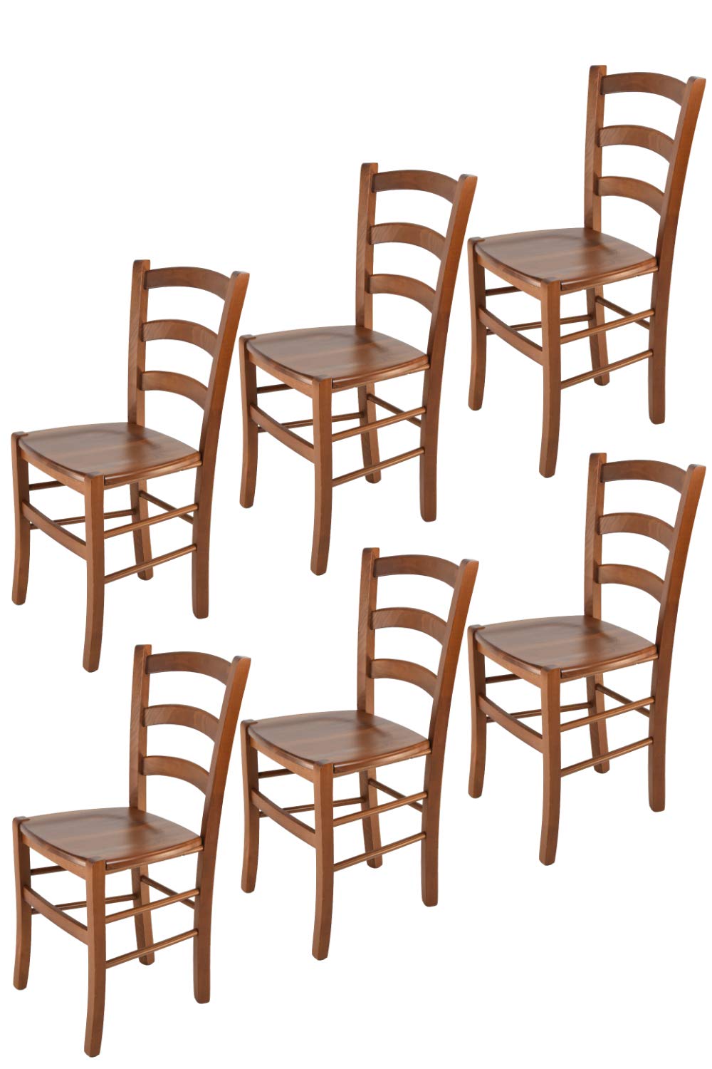 t m c s Tommychairs - Set 6 sillas Venice para Cocina y Comedor, Estructura en Madera de Haya Color Nuez Claro y Asiento en Madera