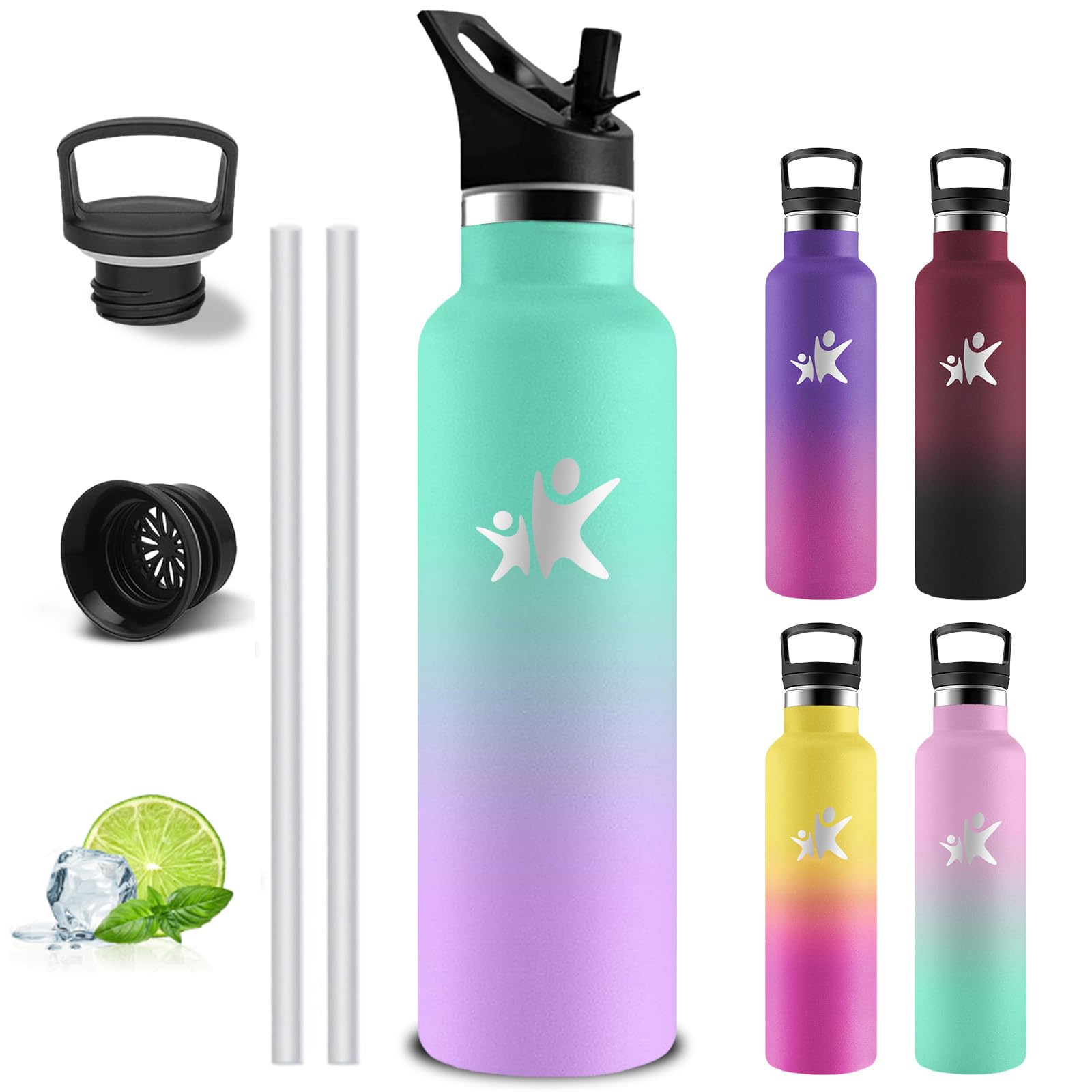 Borraccia Termica- Borraccia 1 litro- Bottiglia Termica Senza Perdite- Borracce Termiche- Mantiene Caldo per 12 Ore/Freddo 24 Ore, Borracce Termiche per Fitness, Trekking, Campeggio, Yoga