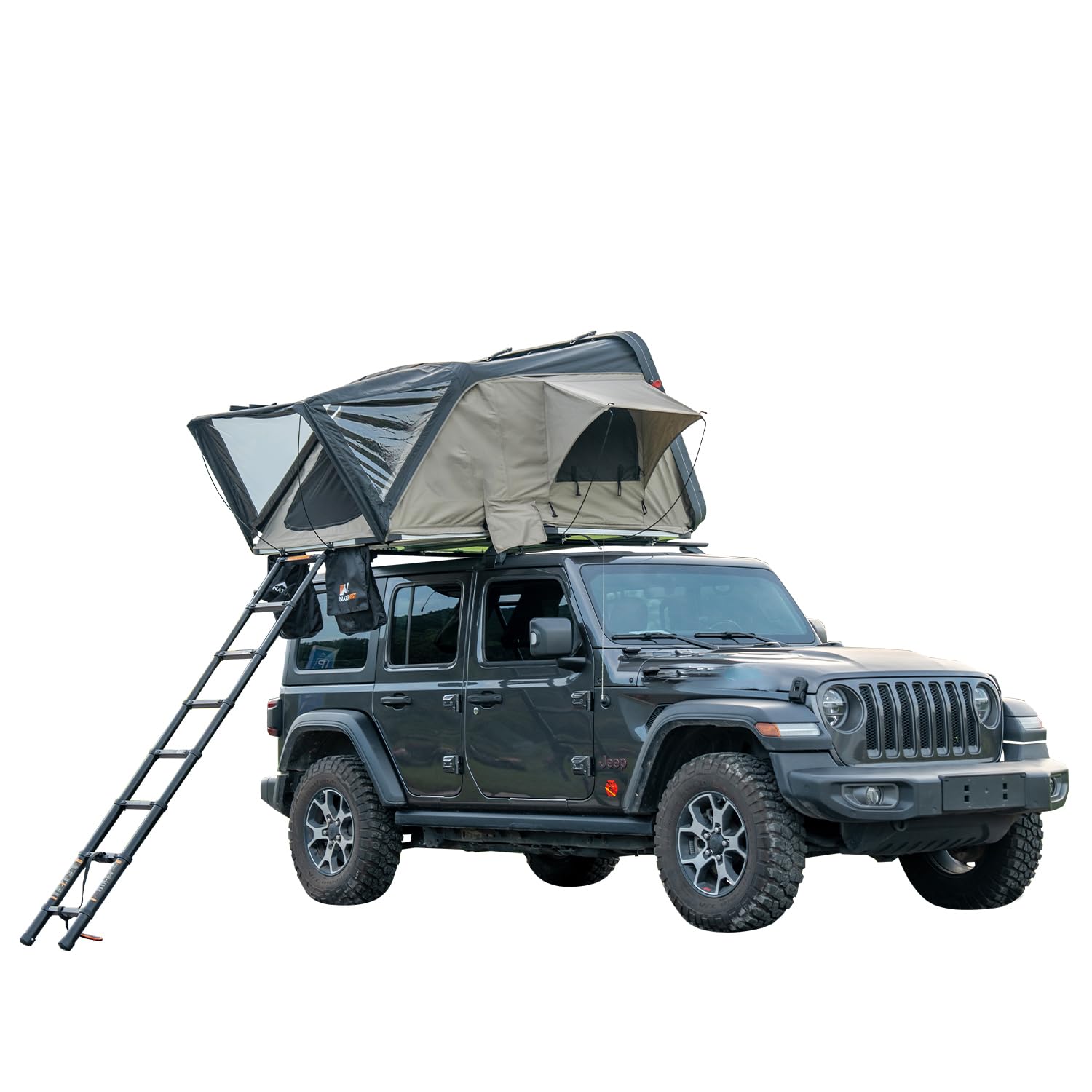 RTT Roof Top Tent,Hard Shell Rooftop Tents for Truck SUV Jeep Camping,Trip,Detachable Tent Awning with Mattress,Air Gap Pad,Bottom Ocean Pad,Telescoping Ladder,LED Light,Easy Installation