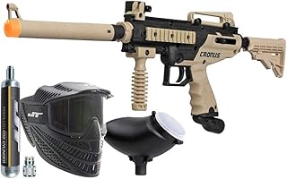 Cronus Combat Powerpack .68Cal Paintball Kit Includes Raptor Goggle, 90G Co2 Tank, 200Rd Loader, Tan