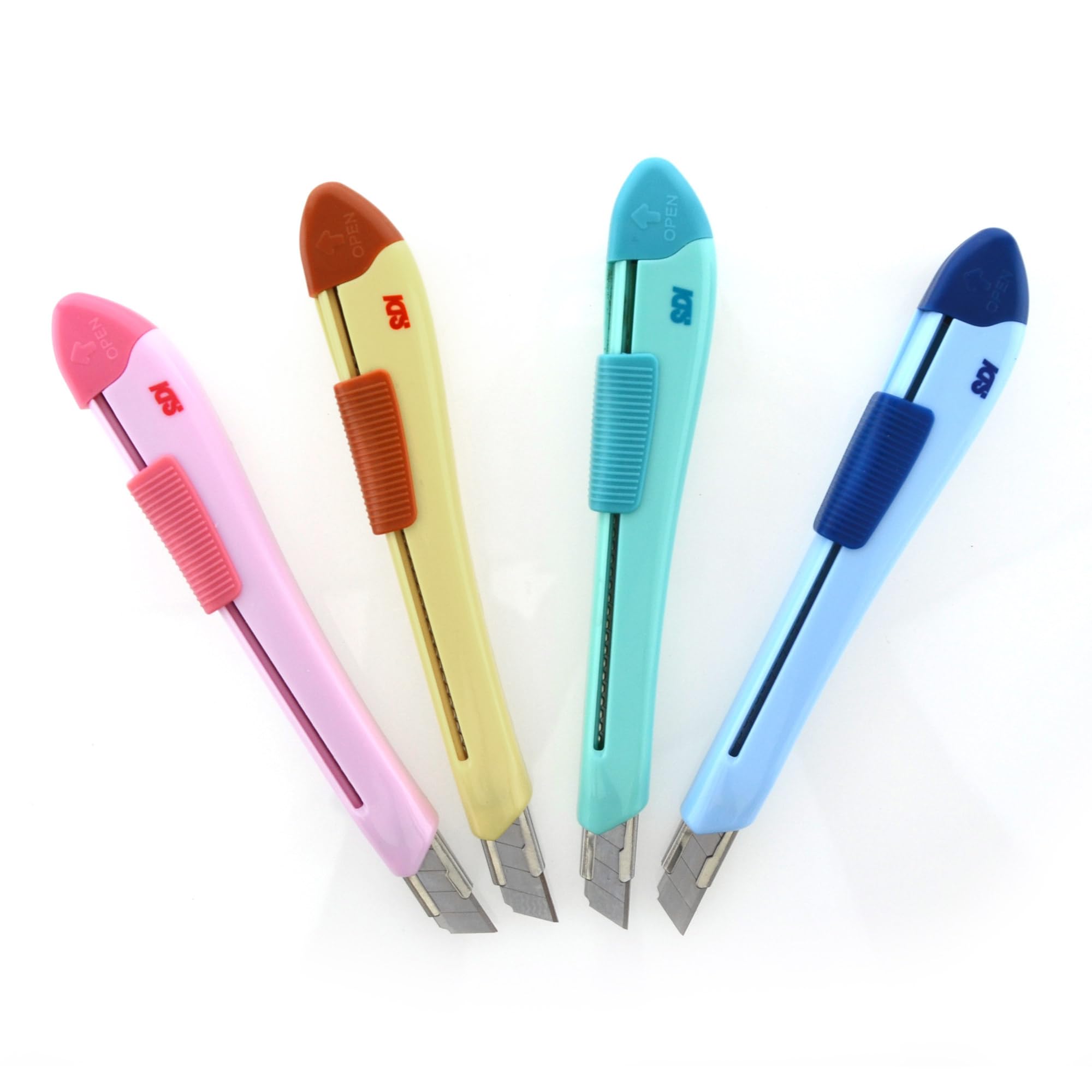 Cutter Ergo Ease in pastel colours – REF.0437 – With covered blade and revolutionary metal guide rack system and automatic brake by SDI distributed by office box (4, Assorted)