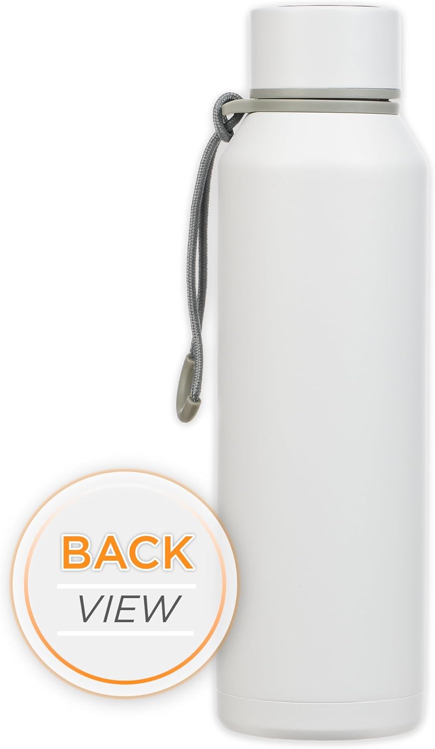 Christian Art Gifts Stainless Steel Double Wall Vacuum Sealed Insulated Water Bottle for Men & Women: Strong & Courageous Laser Engraved Inspirational Scripture, Leak-proof, Carry Loop, White, 24 oz.