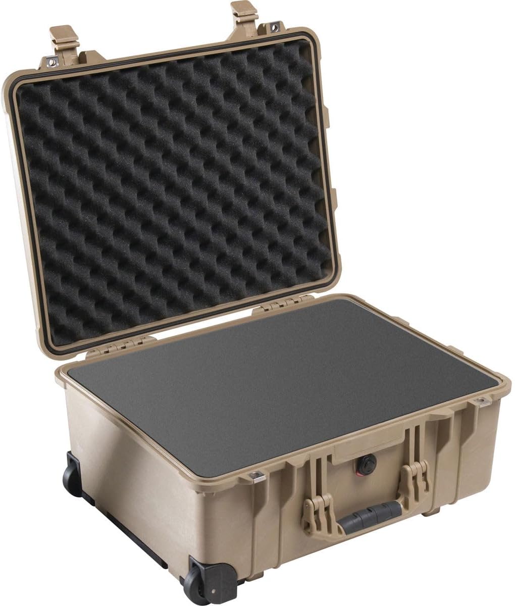 Pelican 1560 Watertight Hard Case with Cubed Foam Interior & Wheels - Desert Tan - Image 2