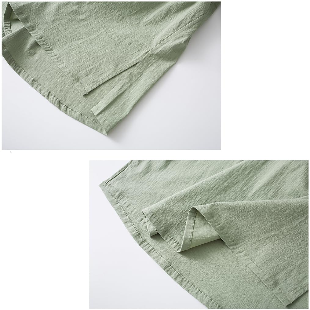 GVILTY Pantaloni Da Donna Cinese Kung Fu Lino Di Cotone Di Cotone Per Le Maniche Lunghe Con Maniche Lunghe Per Meditazione Zen Abiti Tai Chi, Abiti Tanguti Cinesi green1-3XL