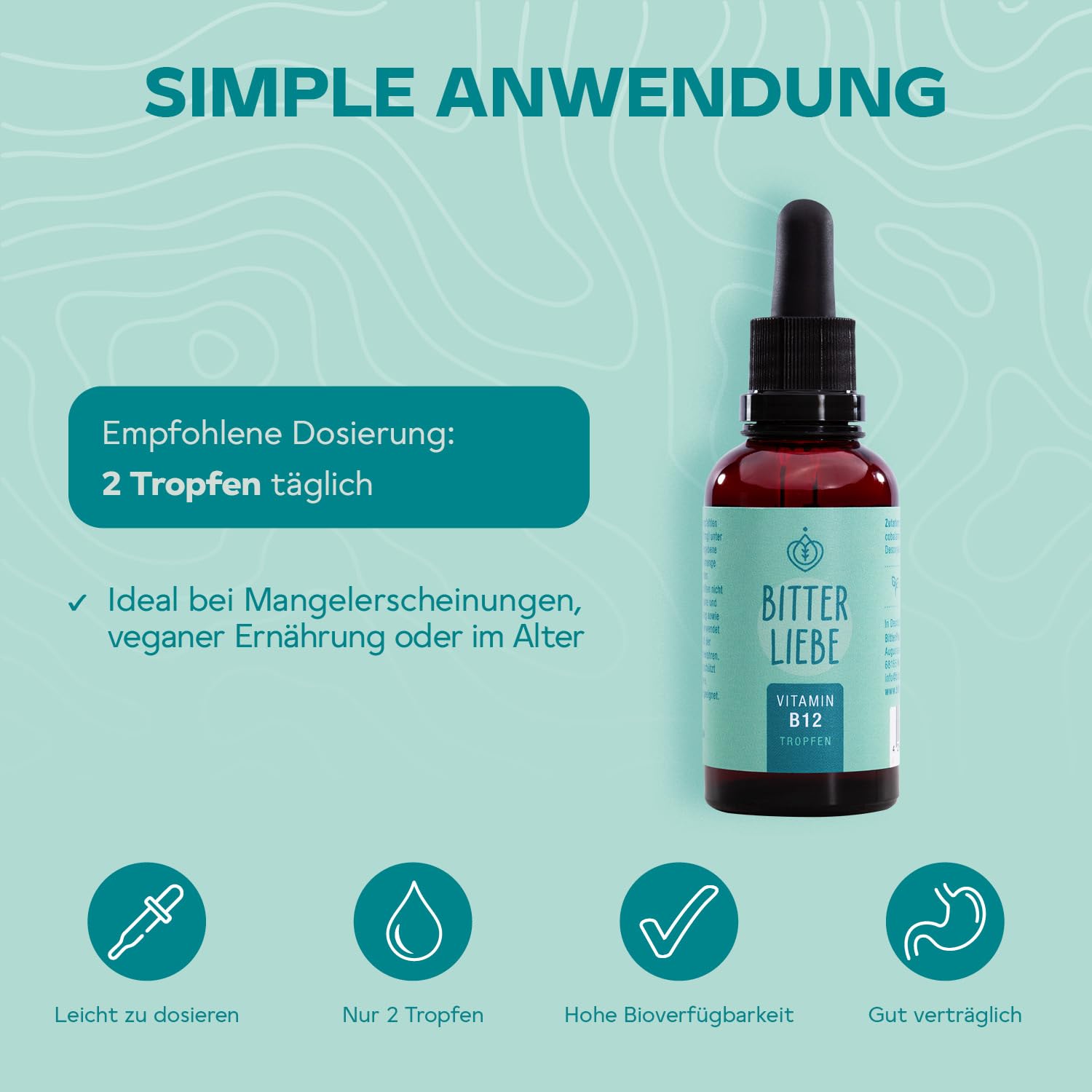 BitterLiebe - Vitamin B12 Tropfen hochdosiert - 500µg B12 pro Tagesdosis - doppelt aktiv mit Methylcobalamin und Adenosylcobalamin - unterstützt die Blutbildung und das Nervensystem (3)