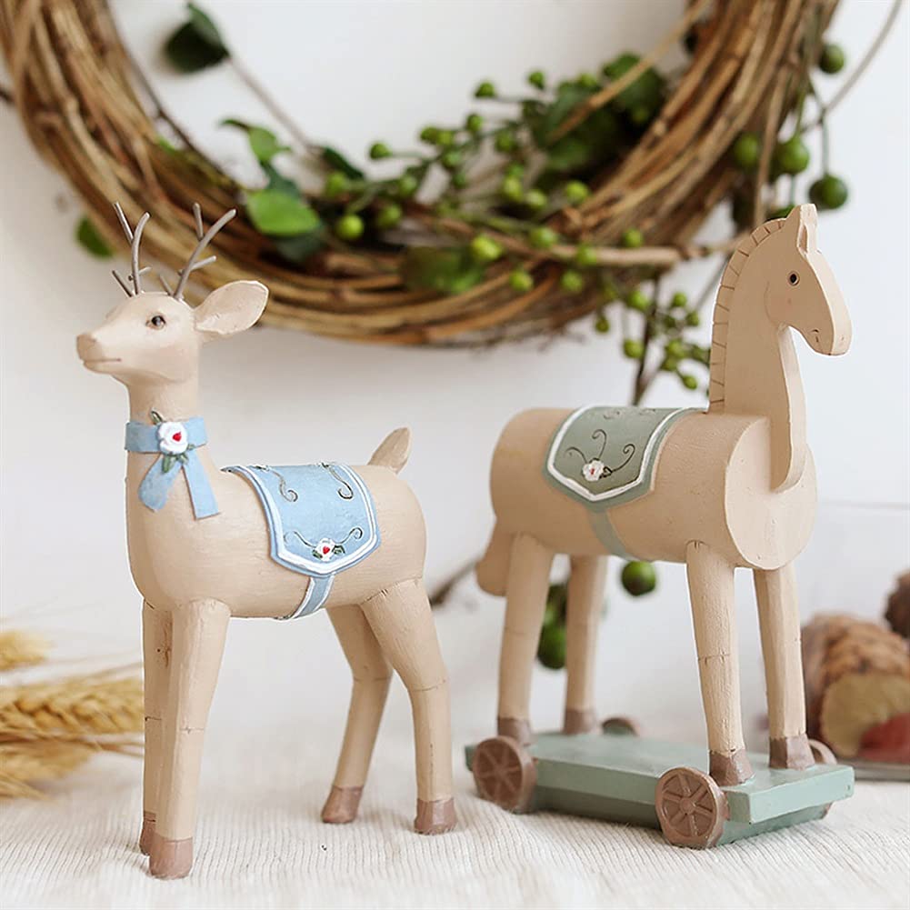Sculpture Malowane Deer Dekoracje Desktop Europejskie Retro Małe Dekoracje Dom Salon Wino Szafka Desktop Rzemiosło Statue