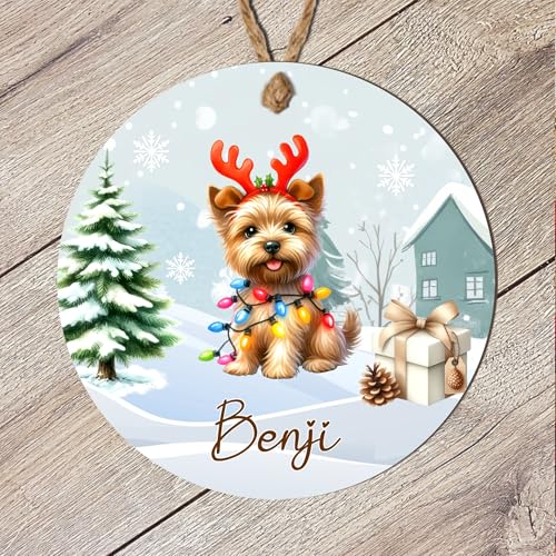 Personalised Terrier Dog Breed Christmas Tree Hanging Decoration - Fun Festive Dog Design Custom Name Keepsake Gift For Pet Owners (Norfolk Terrier, MDF Wood - Indoor Use Only)