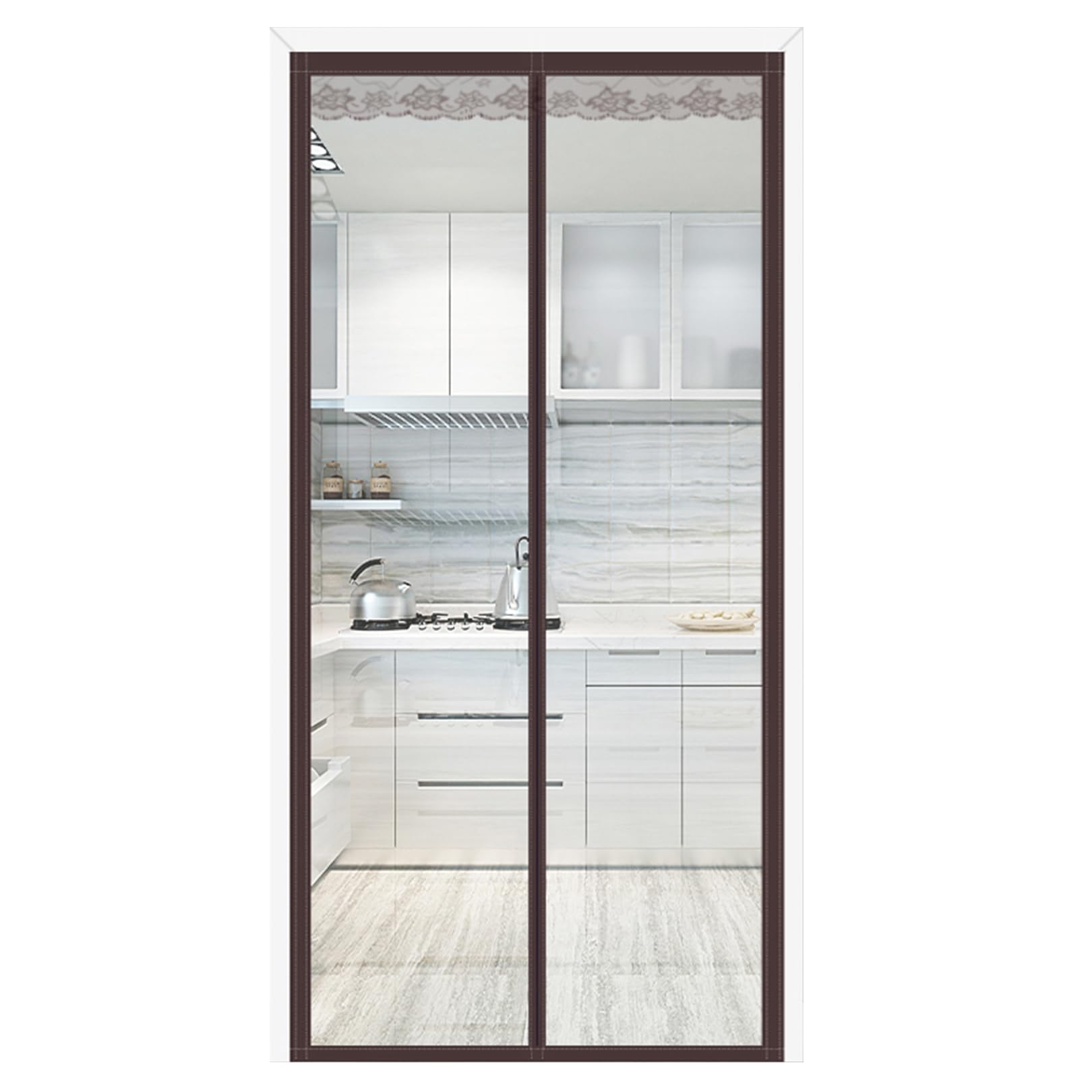 Rideau de porte isolant thermique rideaux imperméable coupe-vent sans perçage 80cm x 210cm marron