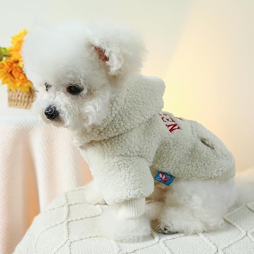 Miniatura 5 de Abrigo de sherpa para perro, chaqueta cálida de invierno para mascotas, abrigo con capucha para cachorros y gatos, cómodo y suave forro polar con
