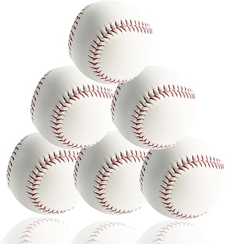 GKK Baseball 6 Ball Pack Practice Training Baseballs for KidsYouth 9 Inch Baseballs for Pitching Throwing Unmarked Autographs Baseball