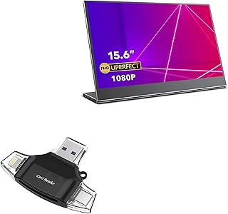 BoxWave Smart Gadget Compatible with UPERFECT Portable Monitor Matte Ultra Slim 156KICKSTAND (15.6 in) - AllReader SD Card Reader, microSD Card Reader SD Compact USB - Jet Black