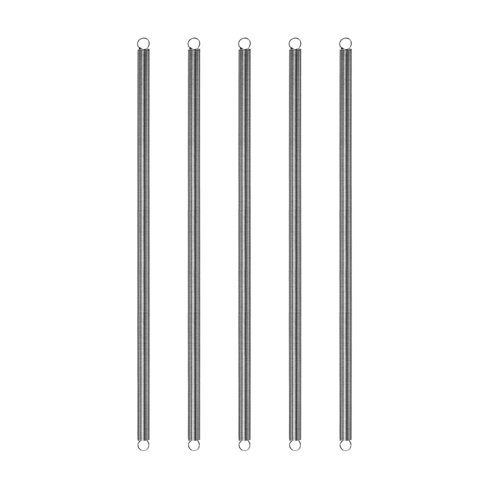 M METERXITY 5-Pack Extension Springs, 200mm Length 6mm OD 304 Stainless Steel Dual Hook Tension Spring for DIY/Garden Tool/Mechanical Repair Replacement [Silver Tone, 0.6mm Wire Size]