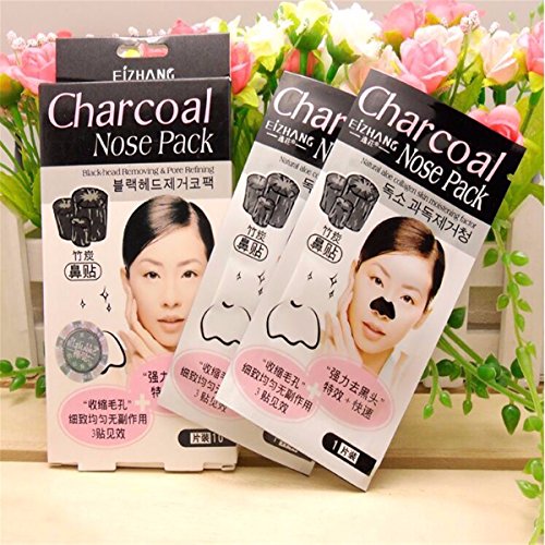 LuckyFine 10x Charcoal Bamboo Nose Blackhead Pore Cleansing Strips Removal Membranes Mask