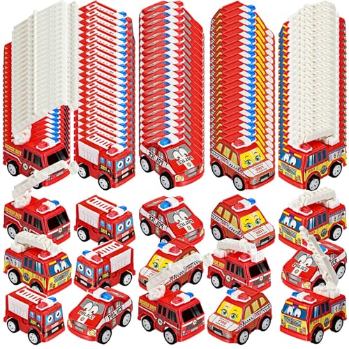 Panitay 100 Pcs Mini Fire Truck Toy Bulk Birthday Party