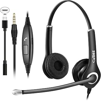 PC Headset Mobile Phone for Smartphone Computer Laptop 3.5 mm Jack USB-C Headset | Kopfh&ouml;rer Handy mit Mikrofon f&uuml;r iPhone Sa