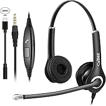 PC Headset Handy für Smartphone Computer Laptop, 3,5mm Klinke USB-C Kopfhörer Handy mit Mikrofon für iPhone Samsung Skype Business Office Call Center, Kristallklar Chat, Super Leicht, Ultra Komfort