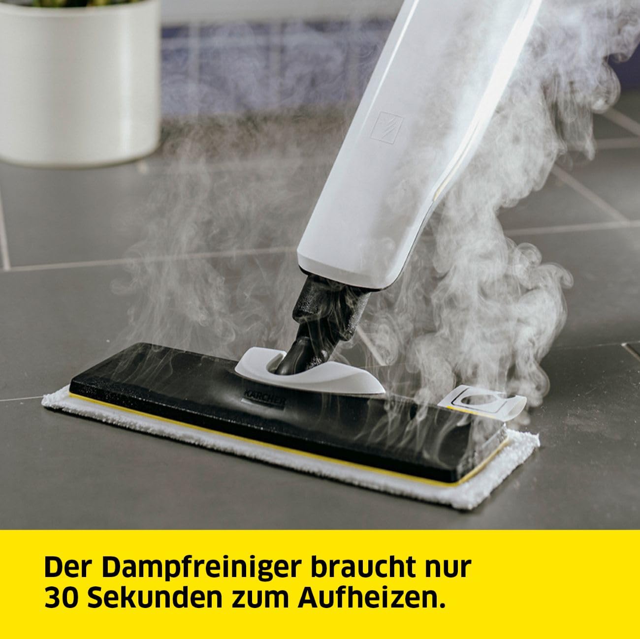 Kärcher Dampfreiniger SC 2 Upright, Aufheizzeit: 30 s, Flächenleistung: ca. 50 m², Tank: 0,4 l, Heizleistung: 1600 W, mit Bodendüse EasyFix, Mikrofaser-Bodentuch und Entkalkungskartusche