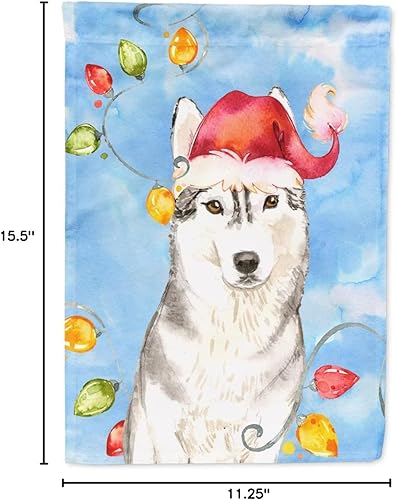 Miniatura 7 de Caroline's Treasures CK2495GF - Bandera de jardín con luces de Navidad de Husky siberiano, bandera decorativa para patio, patio, obras de arte para