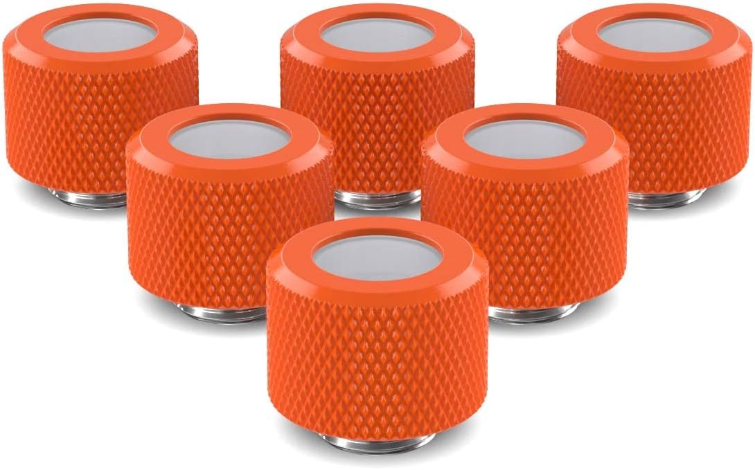 PrimoChill 12mm OD Rigid SX Fitting - 6 Pack - UV Orange
