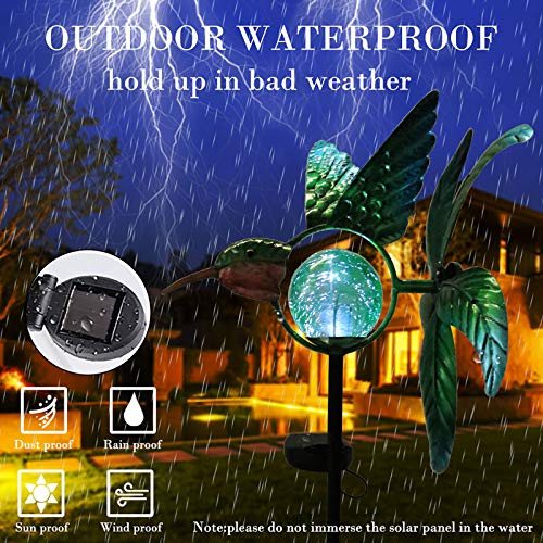 Vcuteka Solar Wind Spinner Metal Garden Stake Solar Garden Light Outdoor Decorative Wind Sculpture For Yard Pathway Decor #TOP1