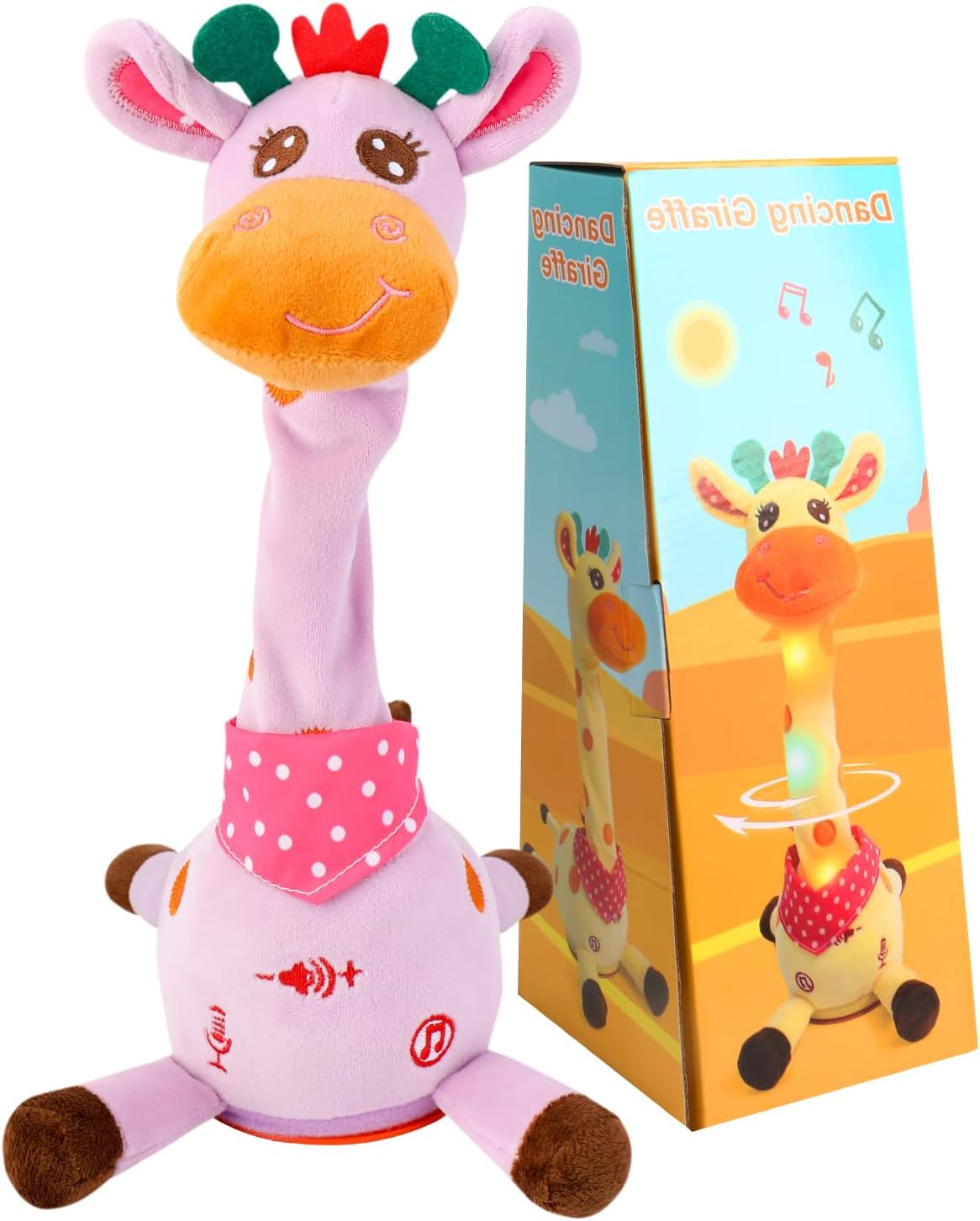 Dancing Talking Giraffe Plush Toy, Funny Singing Recording & Repeating Musical Giraffe, Unique Valentine's Day Gift for Girlfriend Boyfriend, Interactive Fun for Baby Toddlers Kids(Purple)