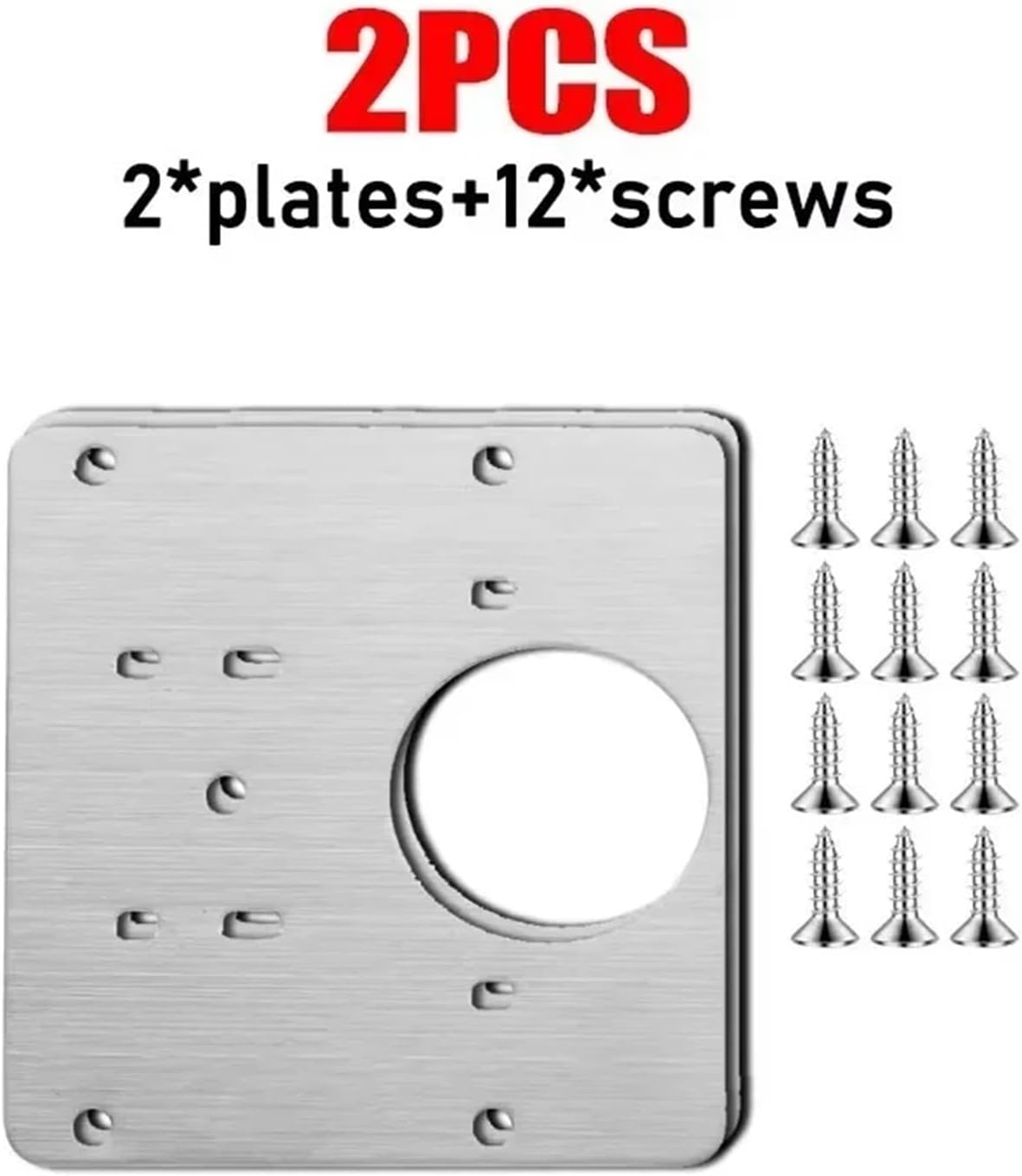 20/2PCS Hinge Repair Plate Kit Cabinet Door Hinge Mounting Repair Plate with Screw Cupboard Stainless Steel Flat Fixing(2PCS)