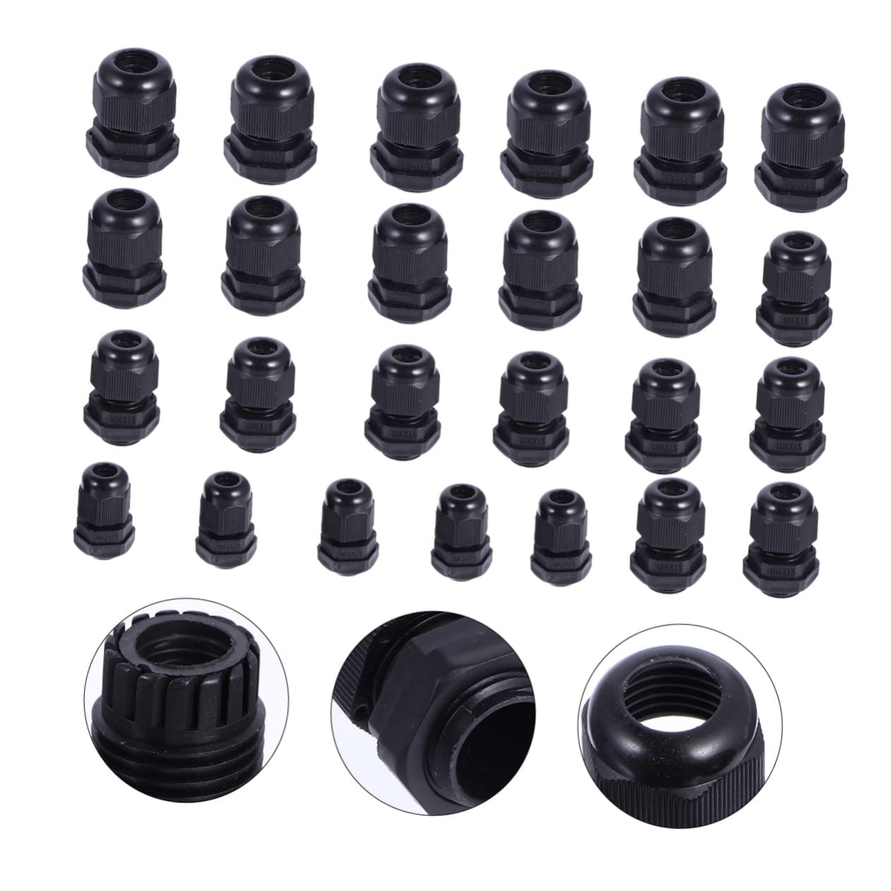 SOLUSTRE 50 Pcs Cable Connector Waterproof Cable Glands Waterproof Connection Connectors Shovel Handle Replacement Wire Connectors SMA Connectors Fixing Head Cable Glands Joints Nylon Black